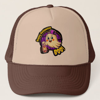 Casquette Happy Halloween BOO! Cute Retro Ghost with Lantern