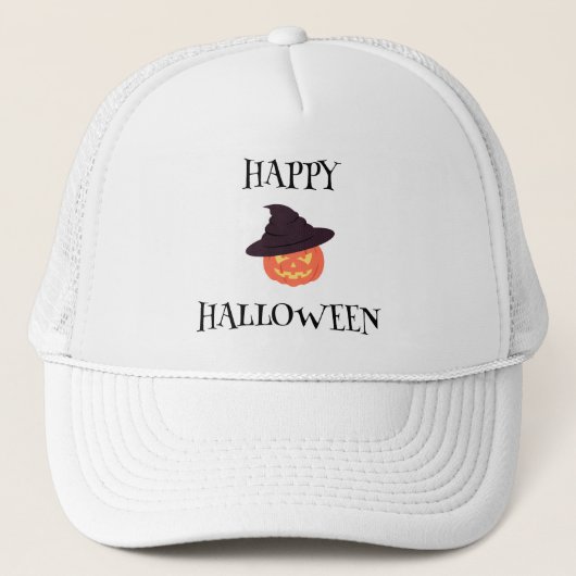 Casquette Happy Halloween Citrouille Trucker Hat - Orange Ja (Devant)