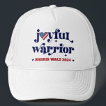 Casquette Harris Walz Election Joyful Warrior USA Flag Heart<br><div class="desc">"Joyeux Guerrier". Soyez fiers et partagez votre soutien pour Kamala Harris et Tim Walz avec ce chapeau de camionneur joyeux, amusant et graphique. La typographie de calligraphie bleu marine et un coeur de drapeau américain en bois rustique recouvrent un arrière - plan blanc et propre. Embrassez votre moi guerrier, fêtez...</div>