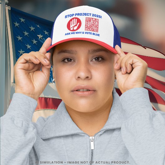 Casquette Harris/Walz "Stop Project 2025 !" Vote Code QR ble