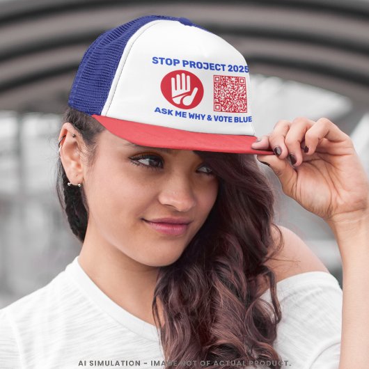 Casquette Harris/Walz "Stop Project 2025 !" Vote Code QR ble