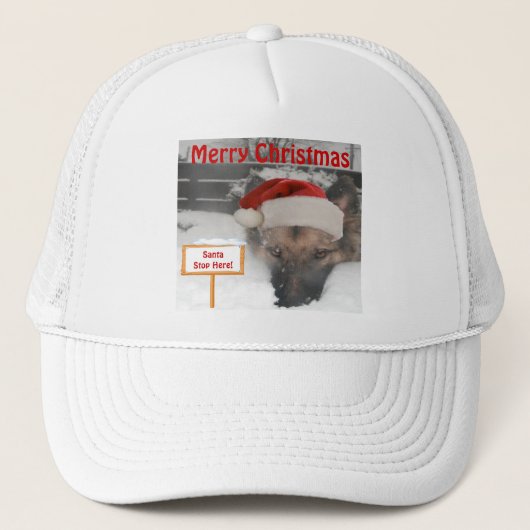 Casquette Hat German Shepherd Stop Here Sign (Devant)