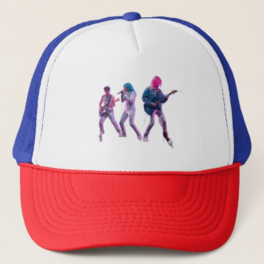 Casquette Hat Neon Synth Rock Band Retro Concert Trucker Hat (Devant)