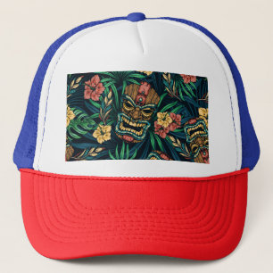 Casquette Hawaï Tiki Masque Motif tropical