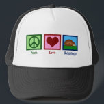 Casquette Hérisson d'amour pour la paix<br><div class="desc">Un signe de paix,  un coeur et un joli hérisson. J'adore mon animal de compagnie.</div>