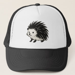 Casquette Hérisson minimaliste - Design animal d'encre noire