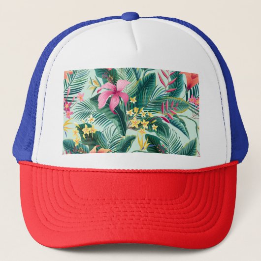 Casquette Hibiscus tropicaux : Motif Floral sans joint (Devant)