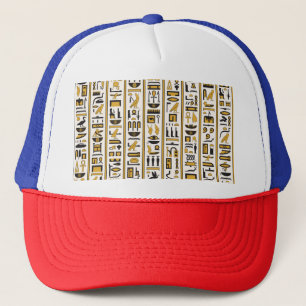 Casquette Hiéroglyphes égyptiens : Jaune-Noir Sans Seamless.