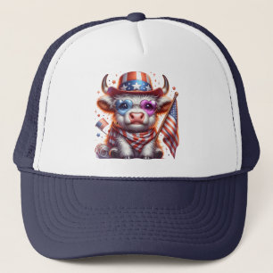 Casquette Highland Cow 4th July Sublimation Clipart-60643