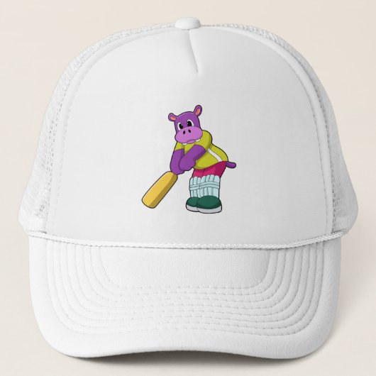 Casquette Hippo au cricket avec batte de cricket (Devant)