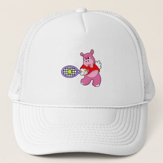Casquette Hippo au tennis avec raquette de tennis (Devant)