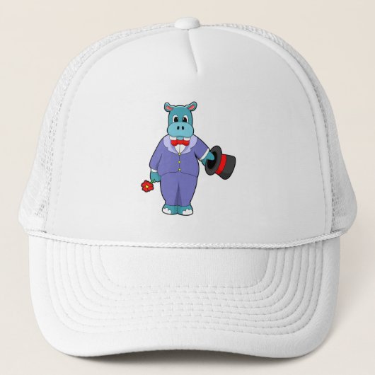 Casquette Hippo en groom avec costume et Rose (Devant)