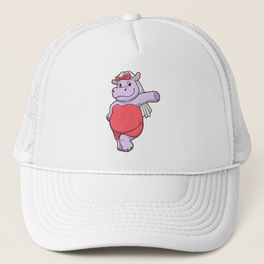Casquette Hippopotame en mariée avec voile et nœud (Devant)