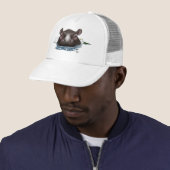 Casquette Hippopotame Lotus Blanc Bleu (En situation)