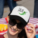 Casquette Holla Jalapeno Funny Trucker Hat<br><div class="desc">Holla! Funny trucker hat features a watercolor jalapeno illustration and handwritten-style font.</div>