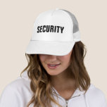 Casquette Hommes Femmes Noir Blanc Personnalisé Sécurité du<br><div class="desc">Ajouter l'image Société Logo Texte Ici Moderne Elégant Modèle Hommes Femme Unisex Sécurité Membre Black White Baseball Casquette / Trucker Hat.</div>