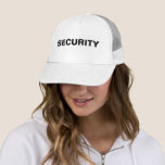 Casquette Hommes Femmes Personnalisé Gras Texte Sécurité Uni<br><div class="desc">Ajouter Image Entreprise Logo Grand Gros Gras Police Texte Ici Moderne Élégant Modèle Hommes Femme Unisex Sécurité Membre Black White Baseball Casquette / Trucker Chapeau.</div>