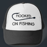 Casquette Hooked On Fishing Funny Typography<br><div class="desc">Hooked On Fishing Funny Typography Hat</div>