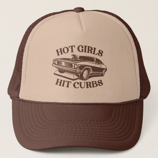 Casquette Hot Girls Hit Curbs - Brown (Devant)