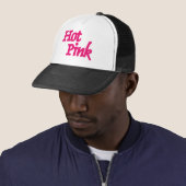 Casquette Hot Pink word black and white trucker hat (En situation)