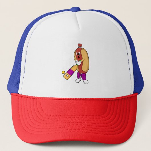 Casquette Hotdog au cricket avec batte de cricket (Devant)