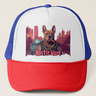 Casquette Hustle Hard - Pitbull Chien avec de l'argent et Ci