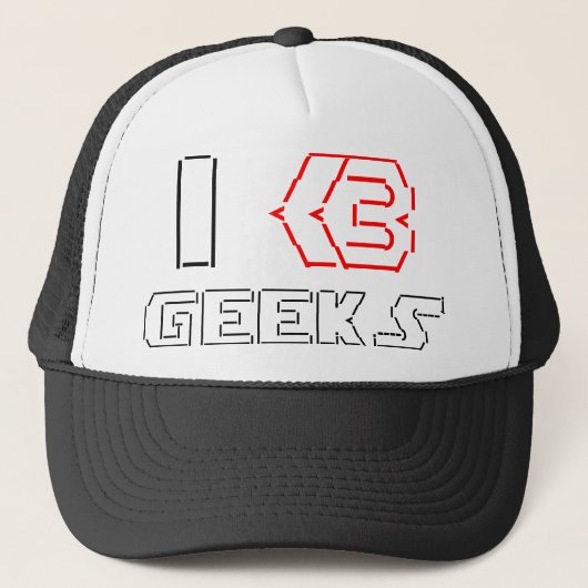 Casquette I Heart Geek ASCII ART (Devant)