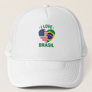Casquette I Love Brasil USA Flag Heart