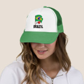 Casquette I Love Brazil, drapeau du Brésil qui agite (En situation)