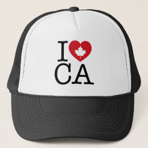 Casquette I Love CA   I Love Canada Custom Trucker Chapeau