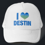 Casquette I Love Destin Florida Beach<br><div class="desc">J'aime Destin Florida casquette avec une jolie photo en forme de coeur de l'océan. De belles eaux côtières me rendent heureux en vacances d'été. Un mignon casquette de garde.</div>