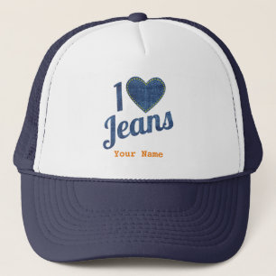 Casquette I love jeans vintage fashion design with seam hear