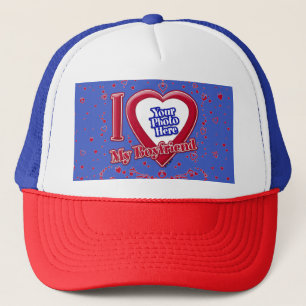 Casquette I Love My Boyfriend Photo Red Hearts Deep Royal Bl