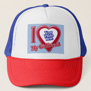 Casquette I Love My Girlfriend Photo Red Heart Baby Blue