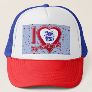Casquette I Love My Girlfriend Photo Red Hearts Baby Blue