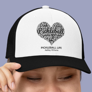 Casquette I Love Pickleball Nom personnalisé Word Art Heart