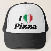I Love Pizza Italien Coeur Drapeau Trucker Chapeau