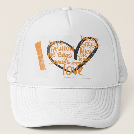 Casquette I orange de graffiti de coeur (Devant)