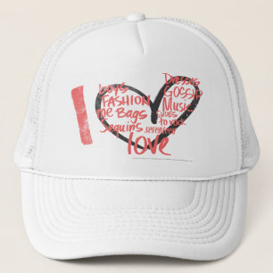 Casquette I rose de graffiti de coeur