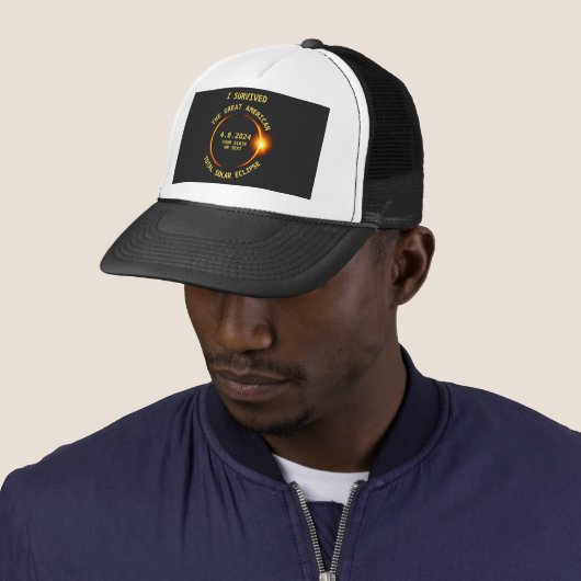 Casquette I Survived the Total Solar Eclipse 4.8.2024 USA (En situation)