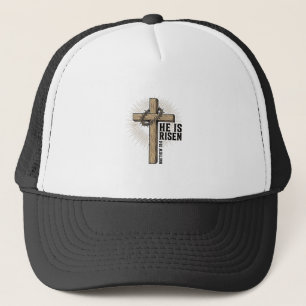 Casquette Il Est Ressuscité Croix Matthieu 28_6 Vintage Chré