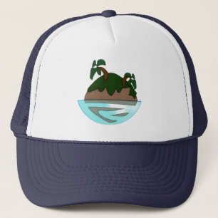 Casquette Île tropicale de dessin animé minimaliste dans l'o