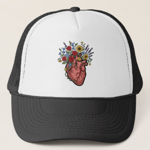 Casquette Illustration anatomique du cœur floral