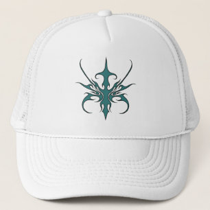 Casquette Illustration d'art tribal aquamarine féroce en lig