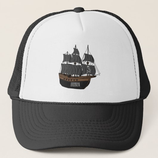 Casquette Illustration de bateau pirate (Devant)