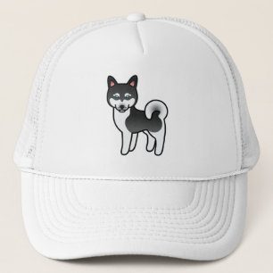 Casquette Illustration de chien Alaskan Klee Kai noir et bla