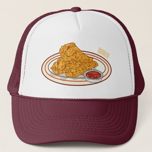 Casquette Illustration de dessin animé sur le poulet frit (Devant)