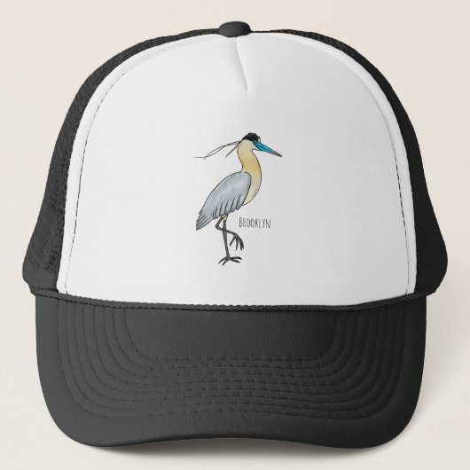 Casquette Illustration de dessin d'oiseau de héron plafonné (Devant)