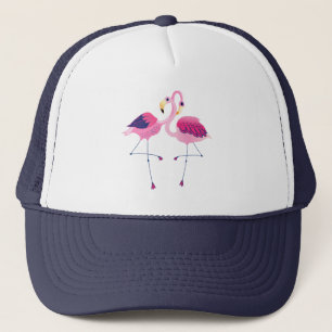 Casquette Illustration de deux flamants roses
