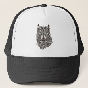 Casquette Illustration de la tête de loup noir